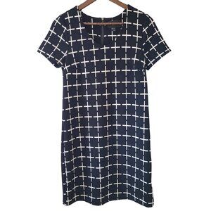 Romeo + Juliet Couture Cross Print Dress Sz M Black White Short Sleeve Stretch